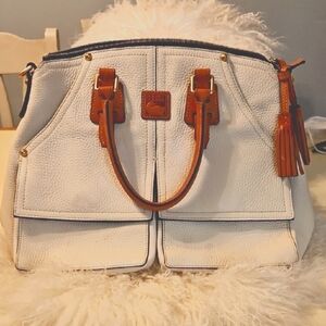 Dooney & Bourke  Florentine Clayton Tan and White Wth Tassels